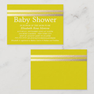 Chic Gold Foil Stripes, Yellow Baby Shower Invite