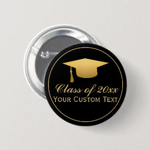 Chic Gold Foil Trendy Graduation Class of 20XX 2 Inch Round Button