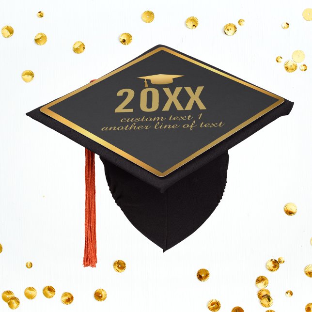 Chic Gold Foil Trendy Graduation Class of 20XX Cap Topper (Creator Uploaded)