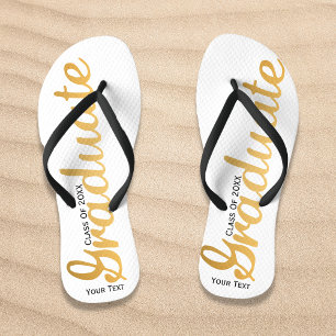 Chic Gold Foil Trendy Graduation Class of 20XX Flip Flops