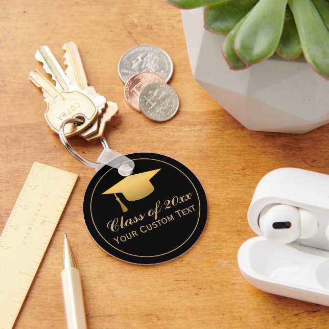 Chic Gold Foil Trendy Graduation Class of 20XX Keychain (Desk)