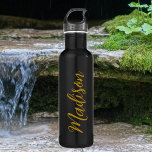 Chic Gold Girls Name Handwritten Script Custom 710 Ml Water Bottle<br><div class="desc">A chic personalized gold monogram stainless water bottle for a girl who loves simple,  handwritten gifts. Beautiful cursive script down the side of your bottle spelling out your name.</div>