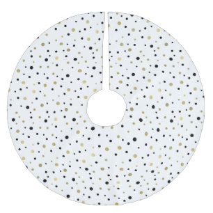 Chic Gold Glam and Black Confetti Dots Brushed Polyester Tree Skirt