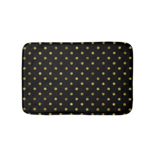 Chic Gold Glam and Black Dots Bath Mat