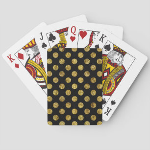 Chic Gold Glam and Black Dots Playing Cards