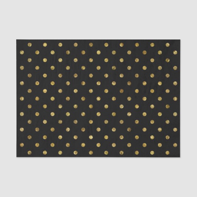 Chic Gold Glam and Black Polka Dots Tissue Paper (Front)