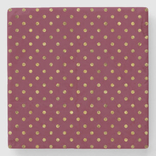 Chic Gold Glam and Pink Dots Stone Coaster