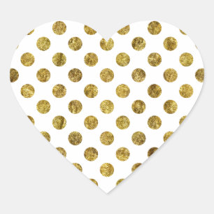 Chic Gold Glam and White Dots Heart Sticker