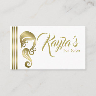 Chic Gold Glam Beauty Girl Hair & Makeup Salon Business Card