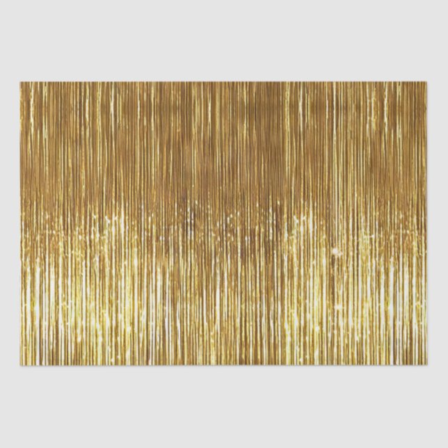 Chic Gold Glam Tinsel Stripes Christmas Tissue Paper (Front)
