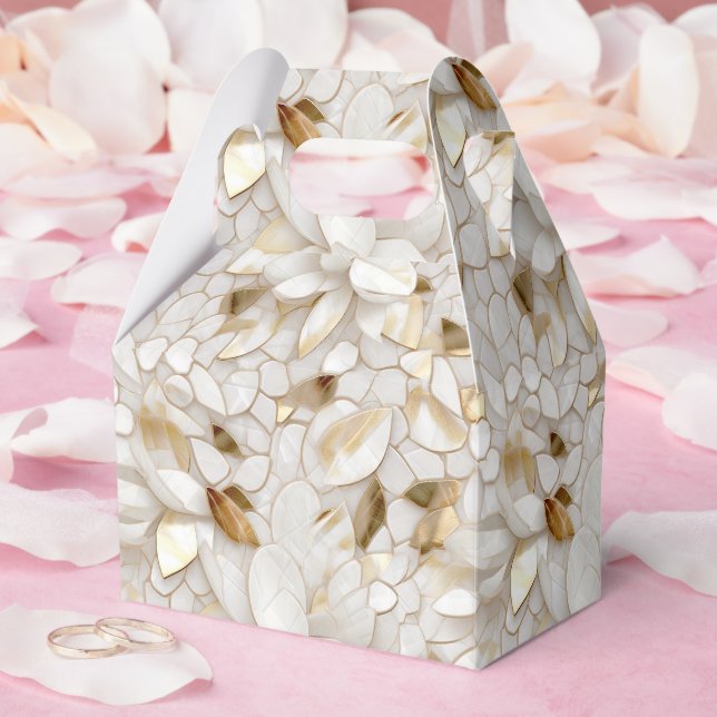 Chic Gold Glam White Lotus Flowers Wedding Favor Box (Wedding)