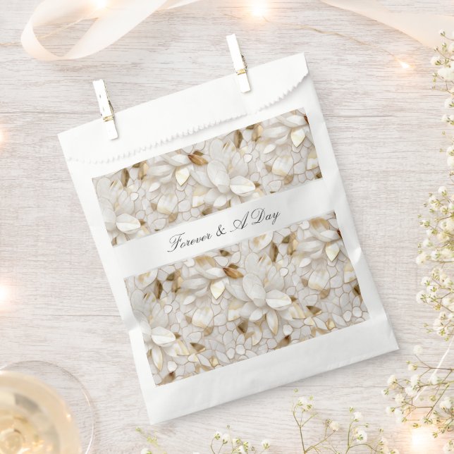 Chic Gold Glam White Lotus Flowers Wedding Favour Bag (Clipped)