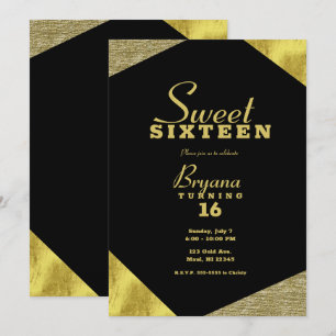 Chic Gold Glamour Geometric Modern Sweet 16 Party Invitation