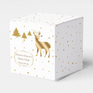 Chic Gold Glitter Deer Buck & Glitter Pine Trees Favor Box