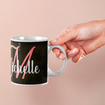 Chic Gold glitter dust pattern pink girly monogram