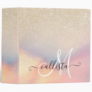 Chic Gold Glitter Iridescent Holographic Gradient Binder