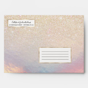 Chic Gold Glitter Iridescent Holographic Gradient Envelope