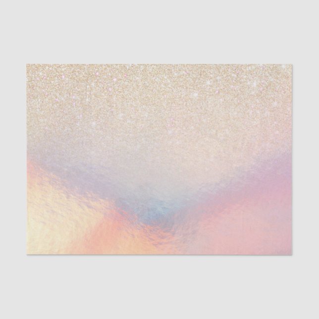 Chic Gold Glitter Iridescent Holographic Gradient Tissue Paper (Front)