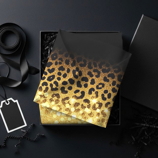 Chic Gold Glitter Leopard Print Pattern Tissue Paper (Creator Uploaded)