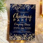 Chic gold glitter navy corporate Christmas party Invitation<br><div class="desc">Elegant navy blue watercolor with a faux chic gold glitter corporate Christmas party invitation and chic gold glitter confetti. A simple and chic invitation.</div>