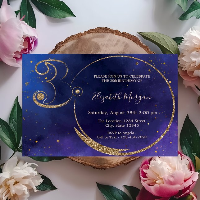 Chic Gold Glitter Number Confetti 30th Birthday Invitation (Creator Uploaded)