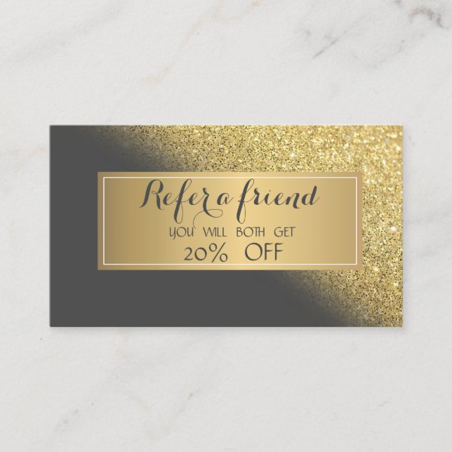 Chic Gold Glitter Ombre,Frame  Referral Card (Front)