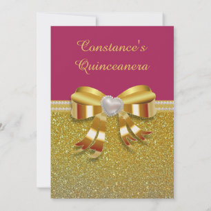Chic Gold Glitter Quinceanera Invitation