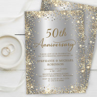Chic Gold Glitter Silver 50th Wedding Anniversary