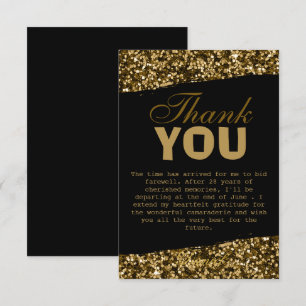 Chic Gold Glitter Sparkles Retirement Party 2025 Thank You Card