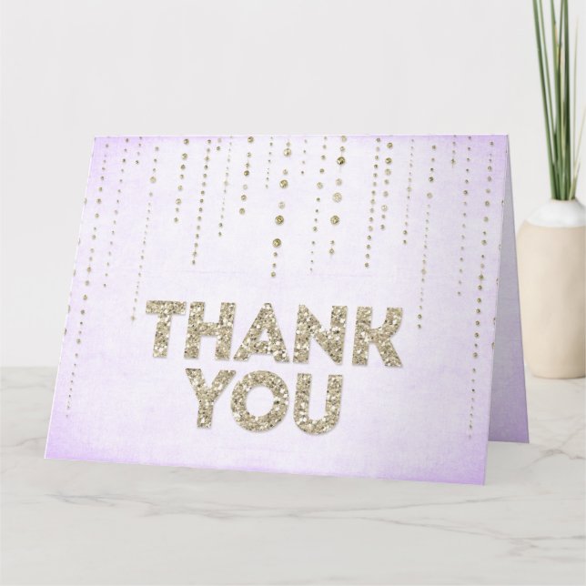 Chic Gold Glitter Thank You Card (Front)