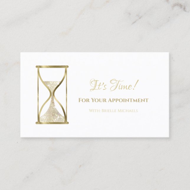 Chic Gold Glitz Hourglass Beauty Salon Appointment (Front)