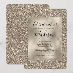 Chic Gold Glitz Stylish Glam Glitter Invitation