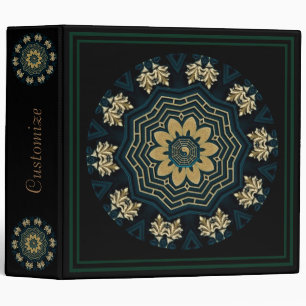Chic Gold & Green Asian Style 2 3 Ring Binder