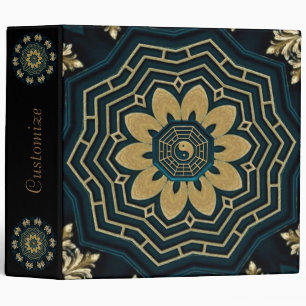 Chic Gold & Green Asian Style 3 Ring Binder