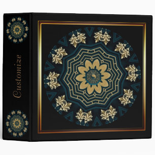 Chic Gold & Green Asian Style 4 3 Ring Binder
