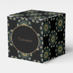 Chic Gold & Green Asian Style Cube Favor Box