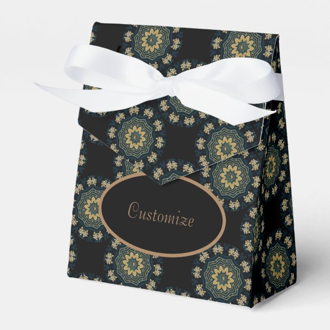 Chic Gold & Green Asian Style Favor Box (Front Side)
