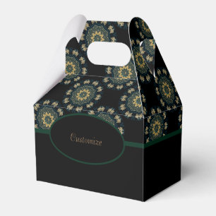 Chic Gold & Green Asian Style Gable 2 Favor Box
