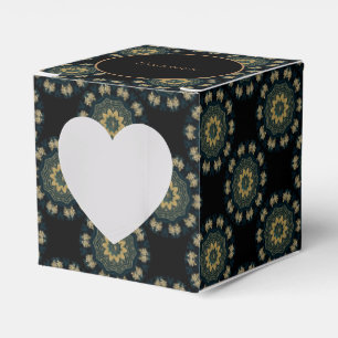 Chic Gold & Green Asian Style Heart Favor Box