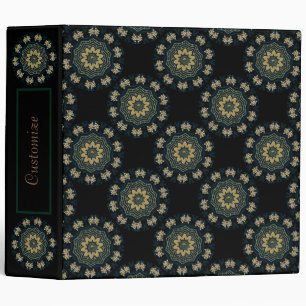 Chic Gold & Green Asian Style Pattern Binder