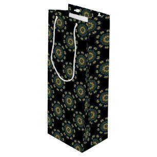 Chic Gold & Green Asian Style Pattern Wine Gift Bag