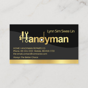 Chic Gold Handyman Signage Wave Business Card