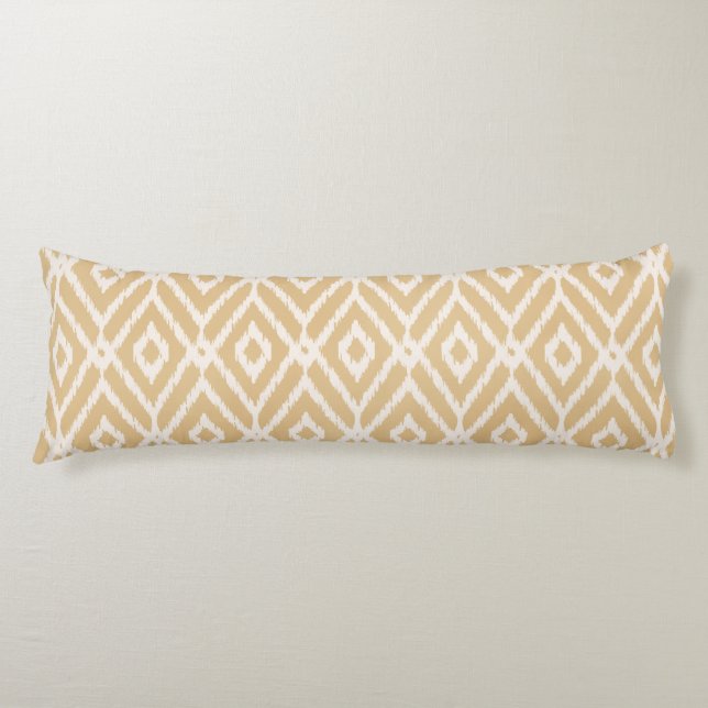 Chic gold ikat tribal diamond pattern body pillow (Front)
