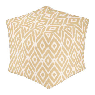 Chic gold ikat tribal diamond pattern pouf