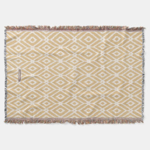 Chic gold ikat tribal diamond pattern throw blanket