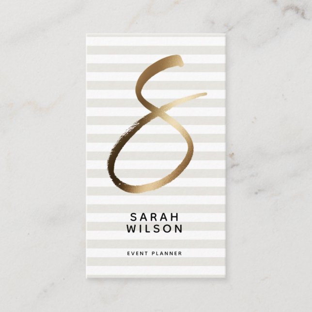 Chic gold initial personal business card (Front)