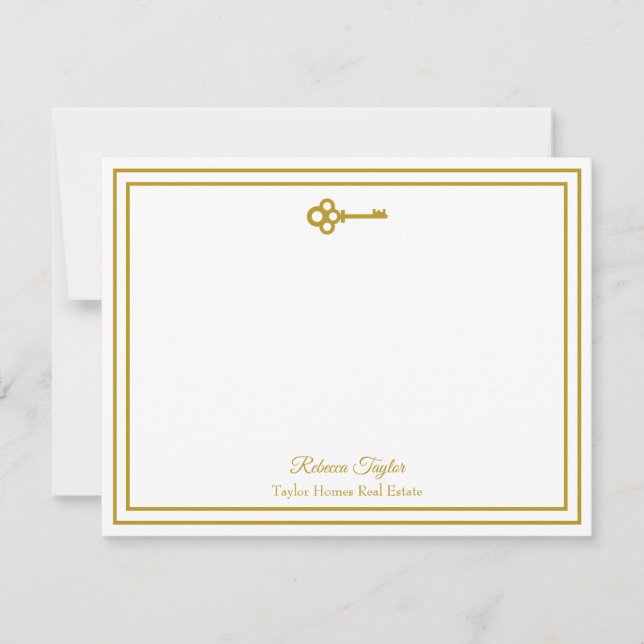 Chic Gold Key Real Estate Company Personalized Card (Front)