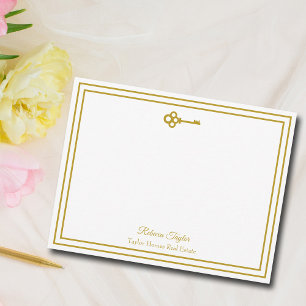 Chic Gold Key Real Estate Company Personalized Card