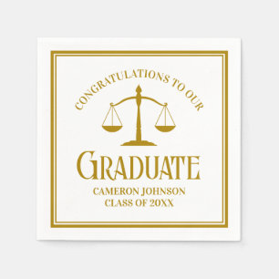 Chic Gold Law School Custom Graduation Party Napkin