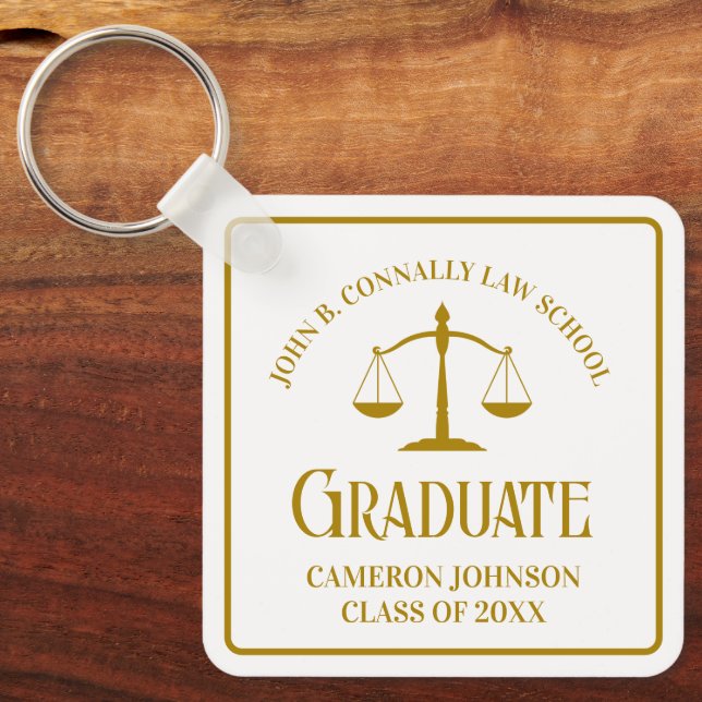 Chic Gold Law School Graduation Keepsake Keychain (Front)